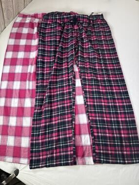 NWT Ladies Active Club Flannel Pajama 2 Pants Plaid Lounge Pants Drawstring 2XL